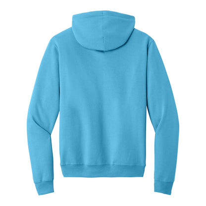 Port & Co PC78H custom hoodie in aquatic blue, back view