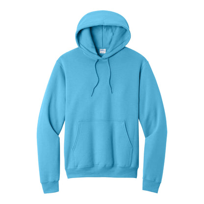 Port & Co PC78H custom hoodie in aquatic blue, front view