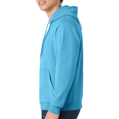 Port & Co PC78H custom hoodie in aquatic blue, left side view