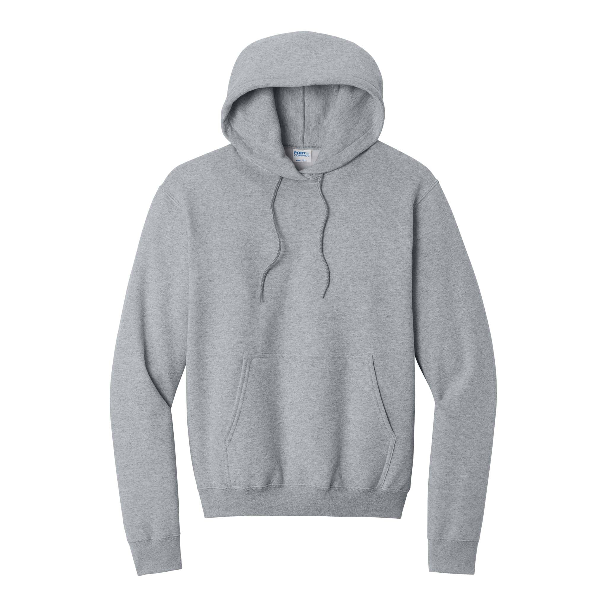 Port & Co PC78H custom hoodie in athletic heather, front view