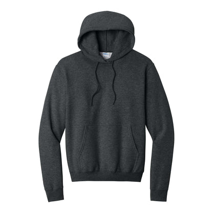 Port & Co PC78H custom hoodie in black heather, front view