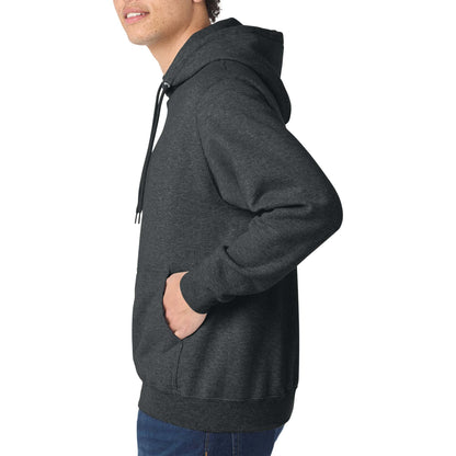 Port & Co PC78H custom hoodie in black heather, left side view