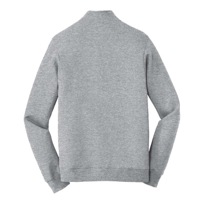 Port & Co PC850Q custom quarter-zip in athletic heather, back view