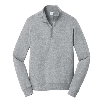 Port & Co PC850Q custom quarter-zip in athletic heather, front view