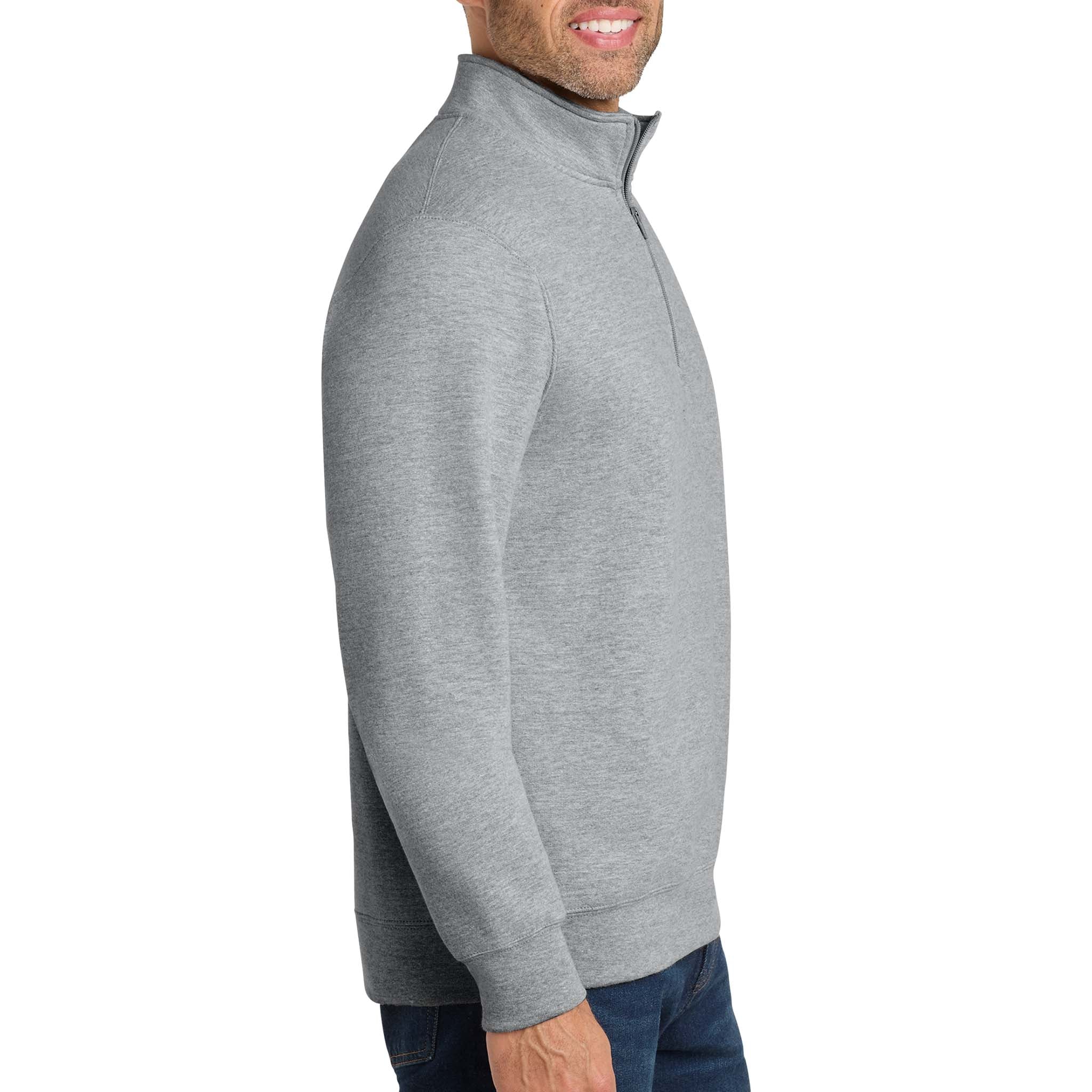 Port & Co PC850Q custom quarter-zip in athletic heather, right side view