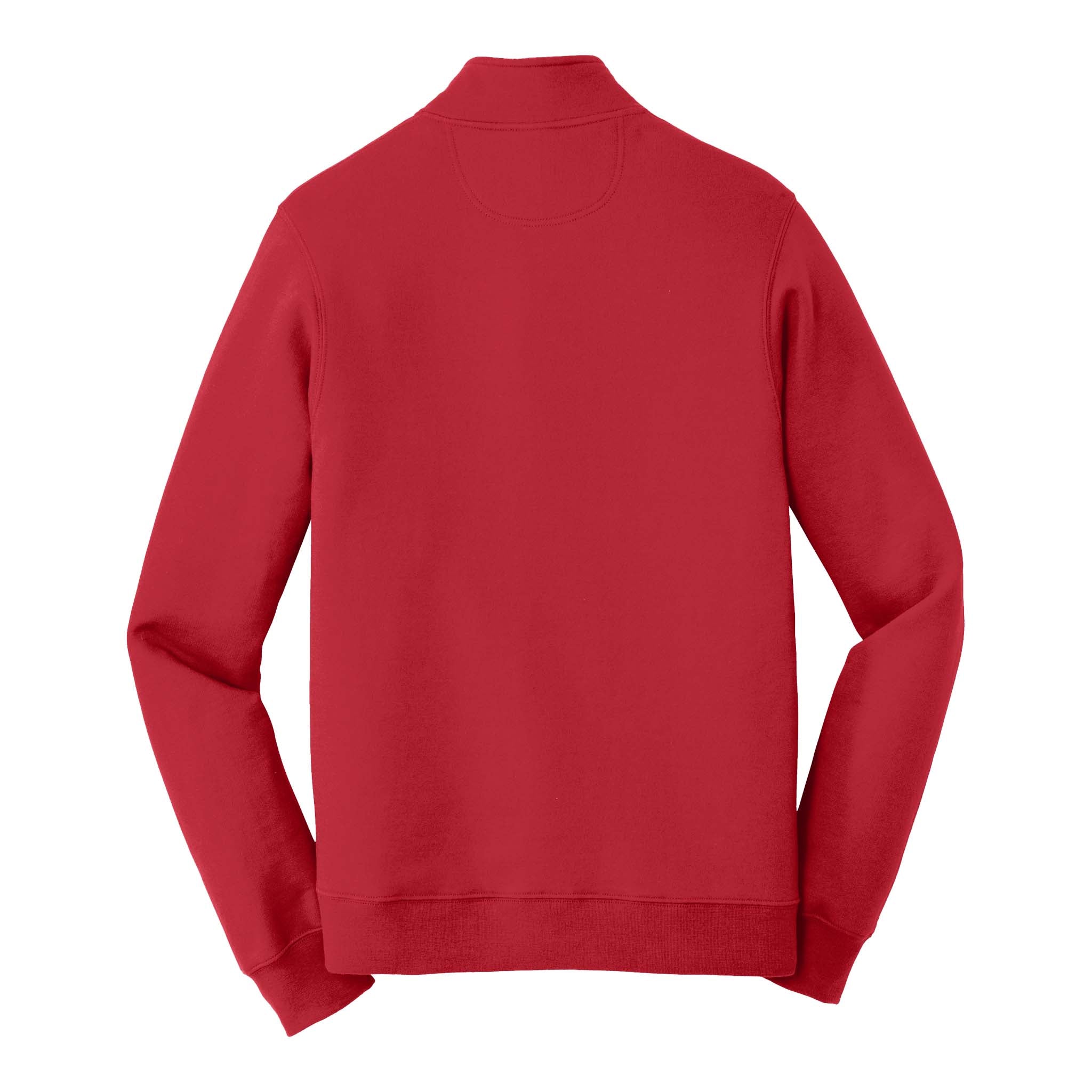 Port & Co PC850Q custom quarter-zip in bright red, back view
