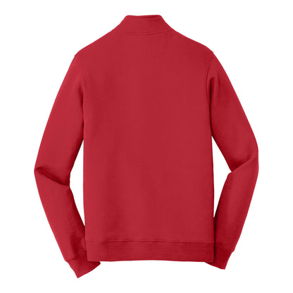 Port & Co PC850Q custom quarter-zip in bright red, back view