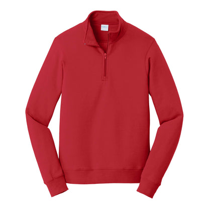 Port & Co PC850Q custom quarter-zip in bright red, front view