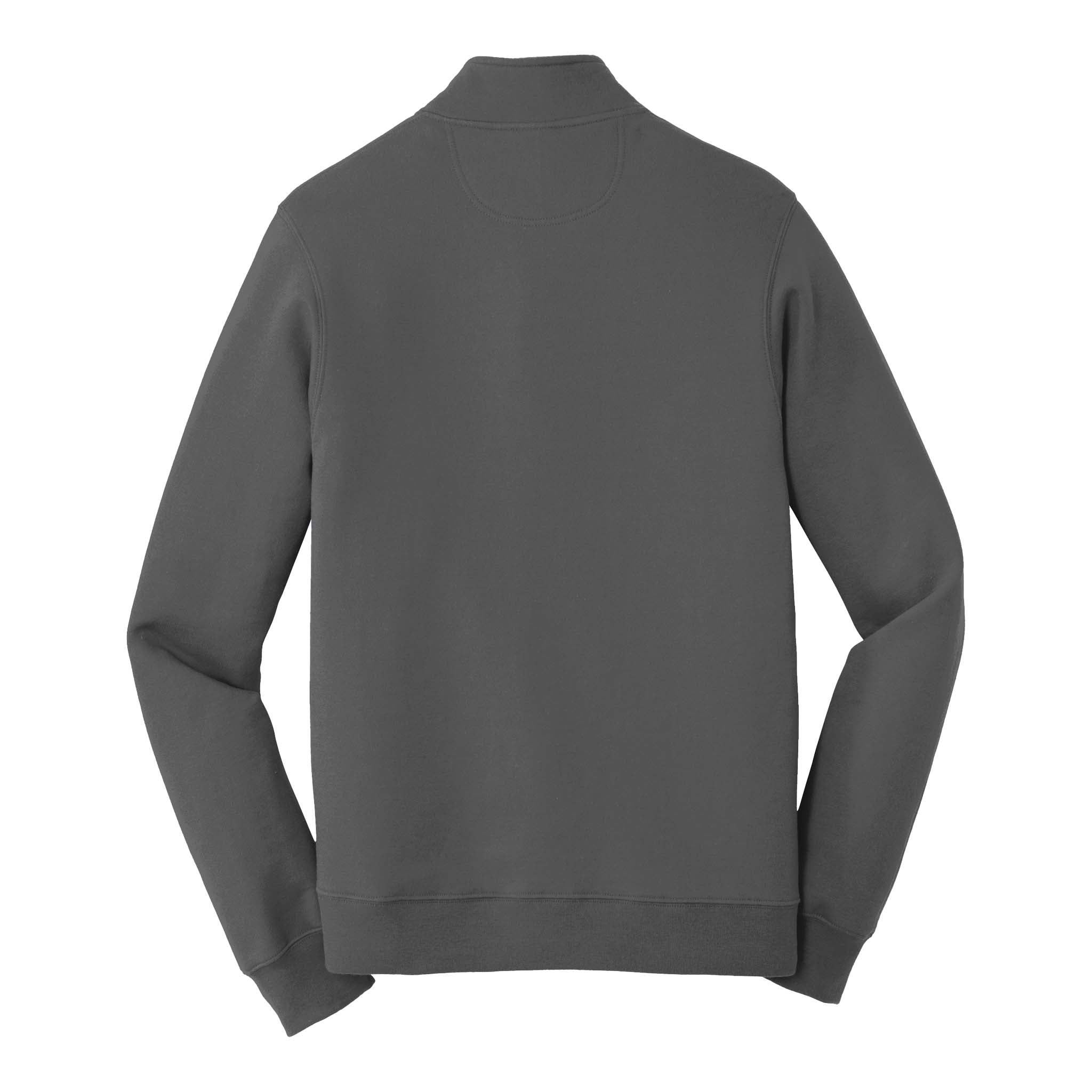 Port & Co PC850Q custom quarter-zip in charcoal, back view