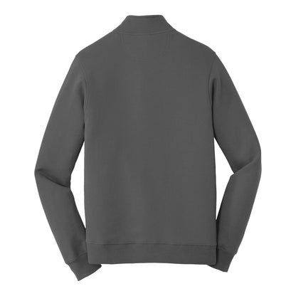 Port & Co PC850Q custom quarter-zip in charcoal, back view