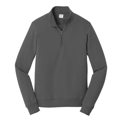 Port & Co PC850Q custom quarter-zip in charcoal, front view