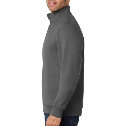 Port & Co PC850Q custom quarter-zip in charcoal, left side view