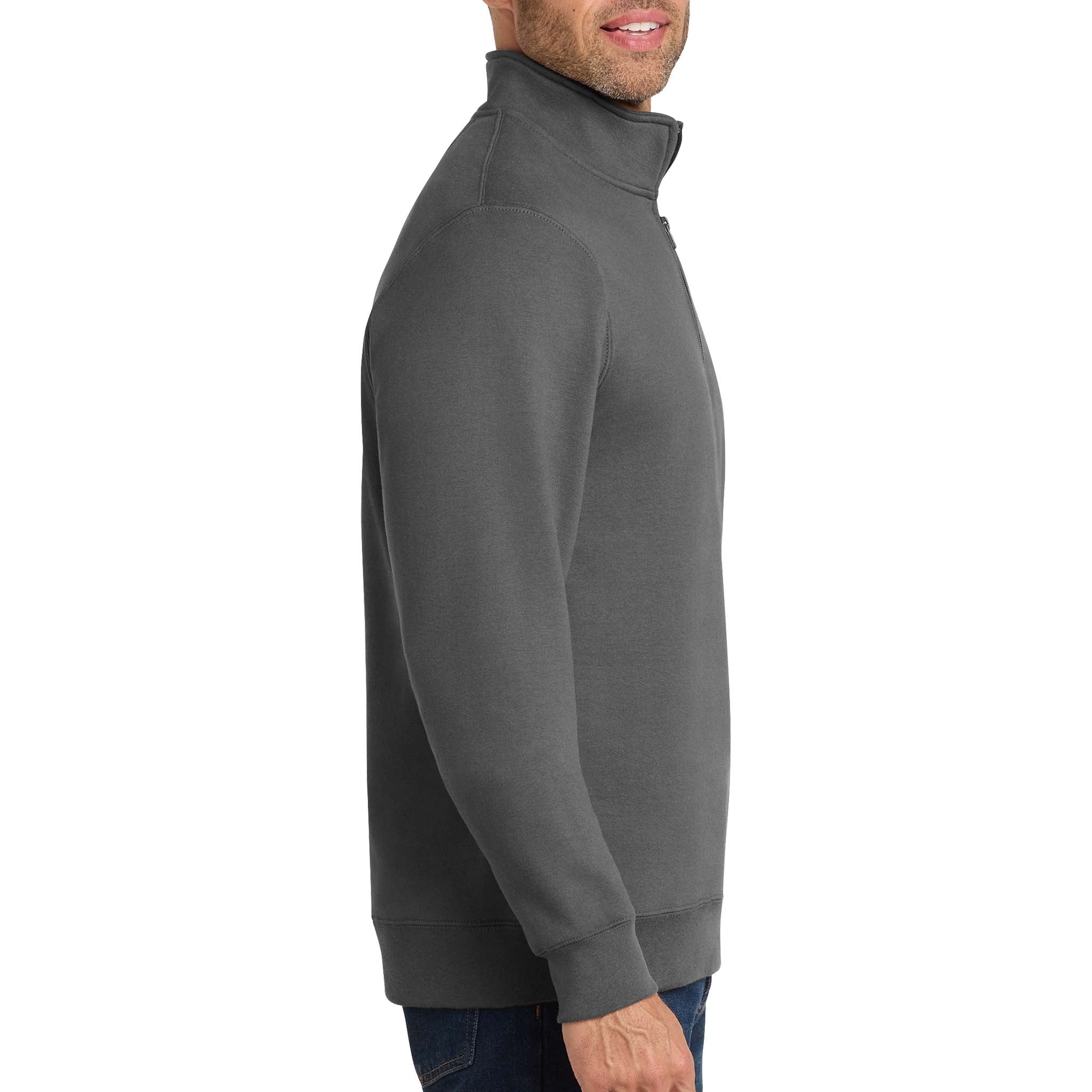Port & Co PC850Q custom quarter-zip in charcoal, right side view