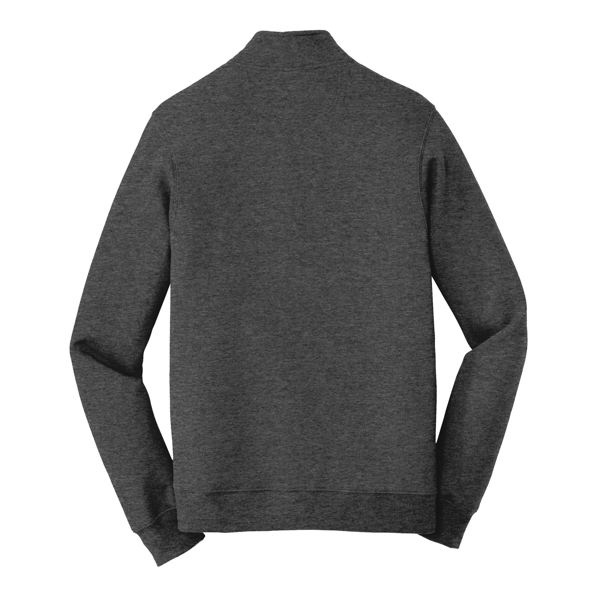 Port & Co PC850Q custom quarter-zip in dark heather grey, back view