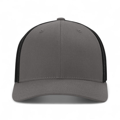 Front view of Richardson 110 custom hat in charcoal and black
