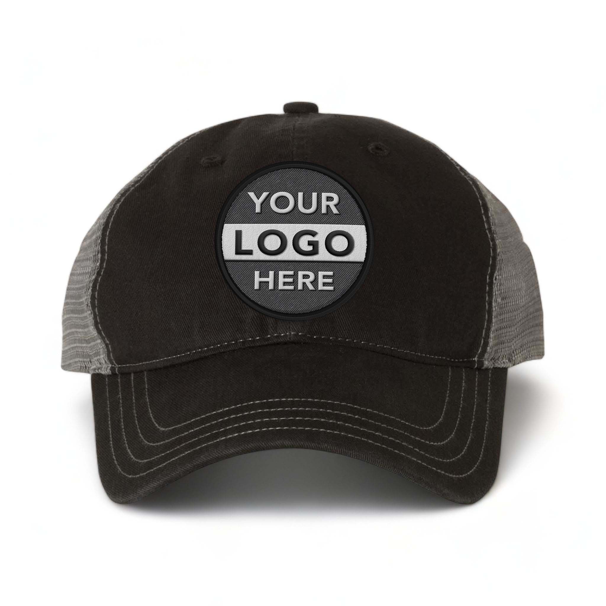 Richardson 111 custom embroidered patch hat in black and charcoal