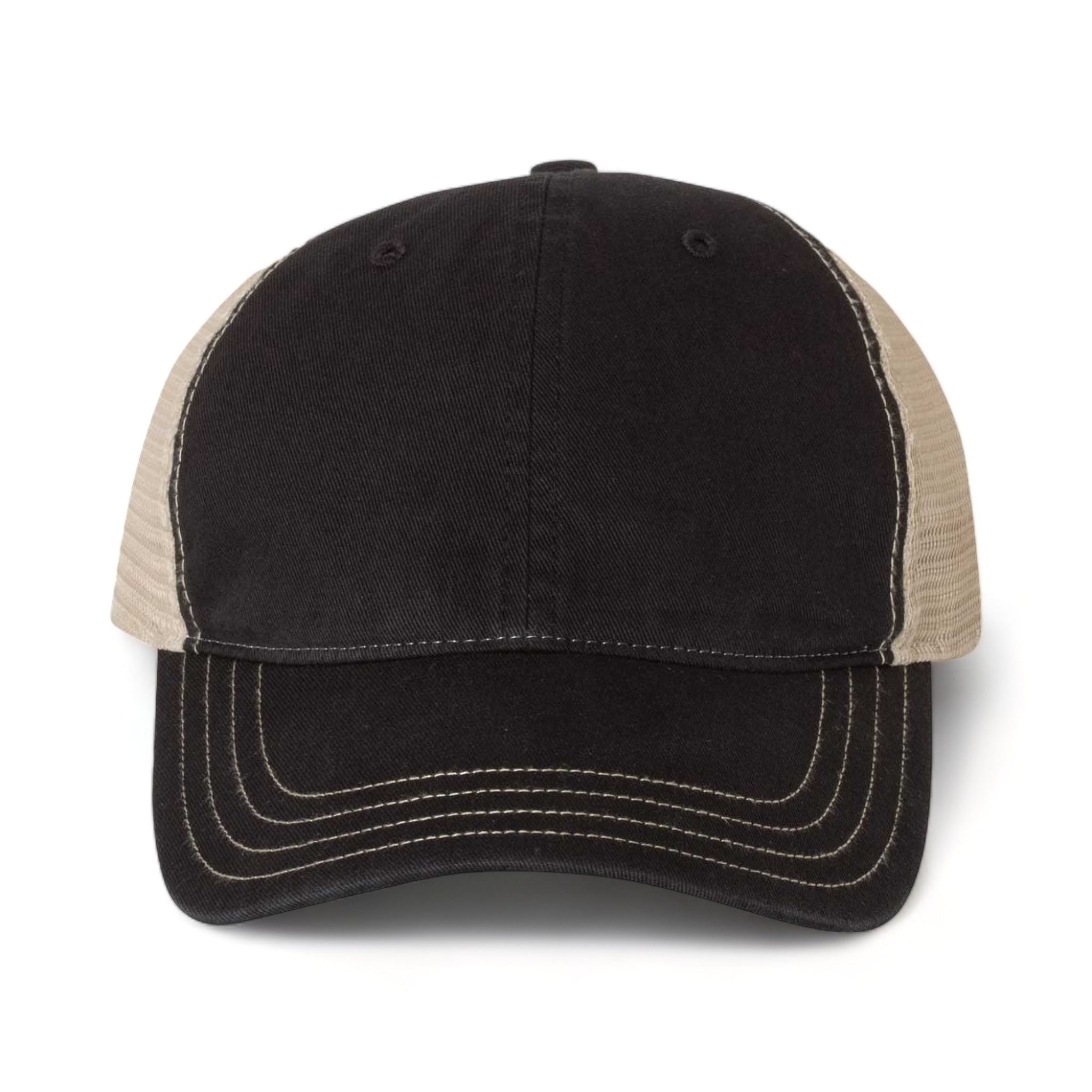 Front view of Richardson 111 custom hat in black and khaki