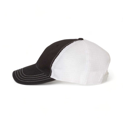 Side view of Richardson 111 custom hat in black and white