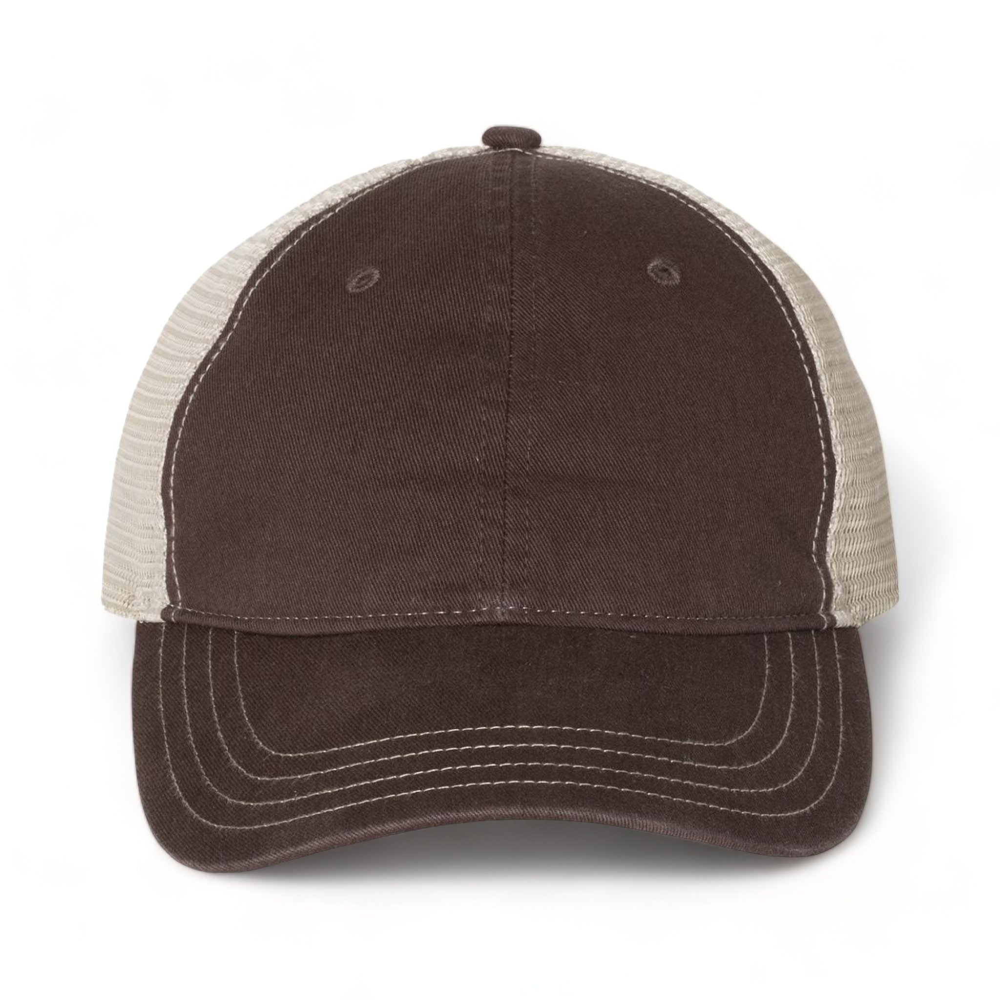 Front view of Richardson 111 custom hat in brown and khaki