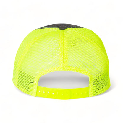 Back view of Richardson 111 custom hat in charcoal and neon yellow