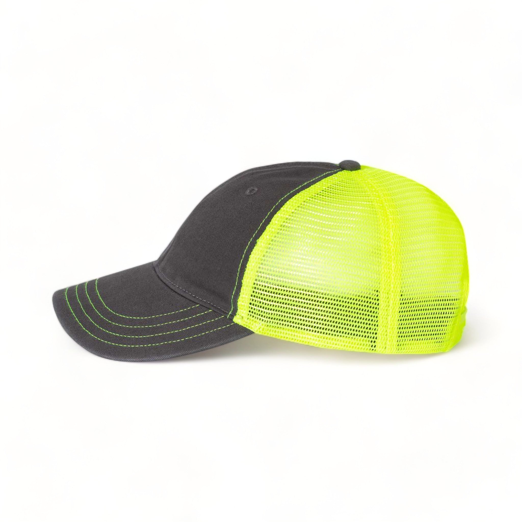 Side view of Richardson 111 custom hat in charcoal and neon yellow