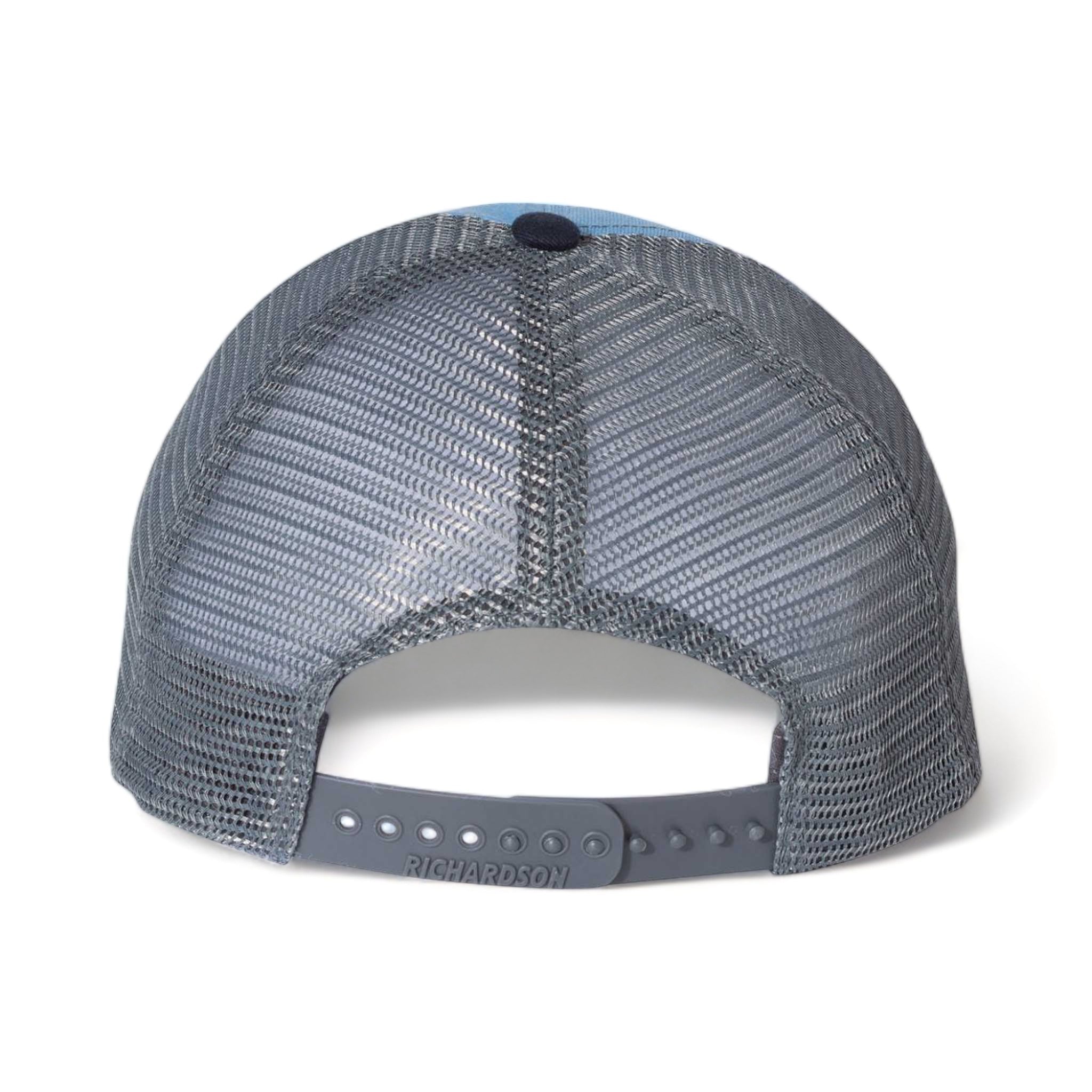 Back view of Richardson 111 custom hat in columbia blue, charcoal and  navy