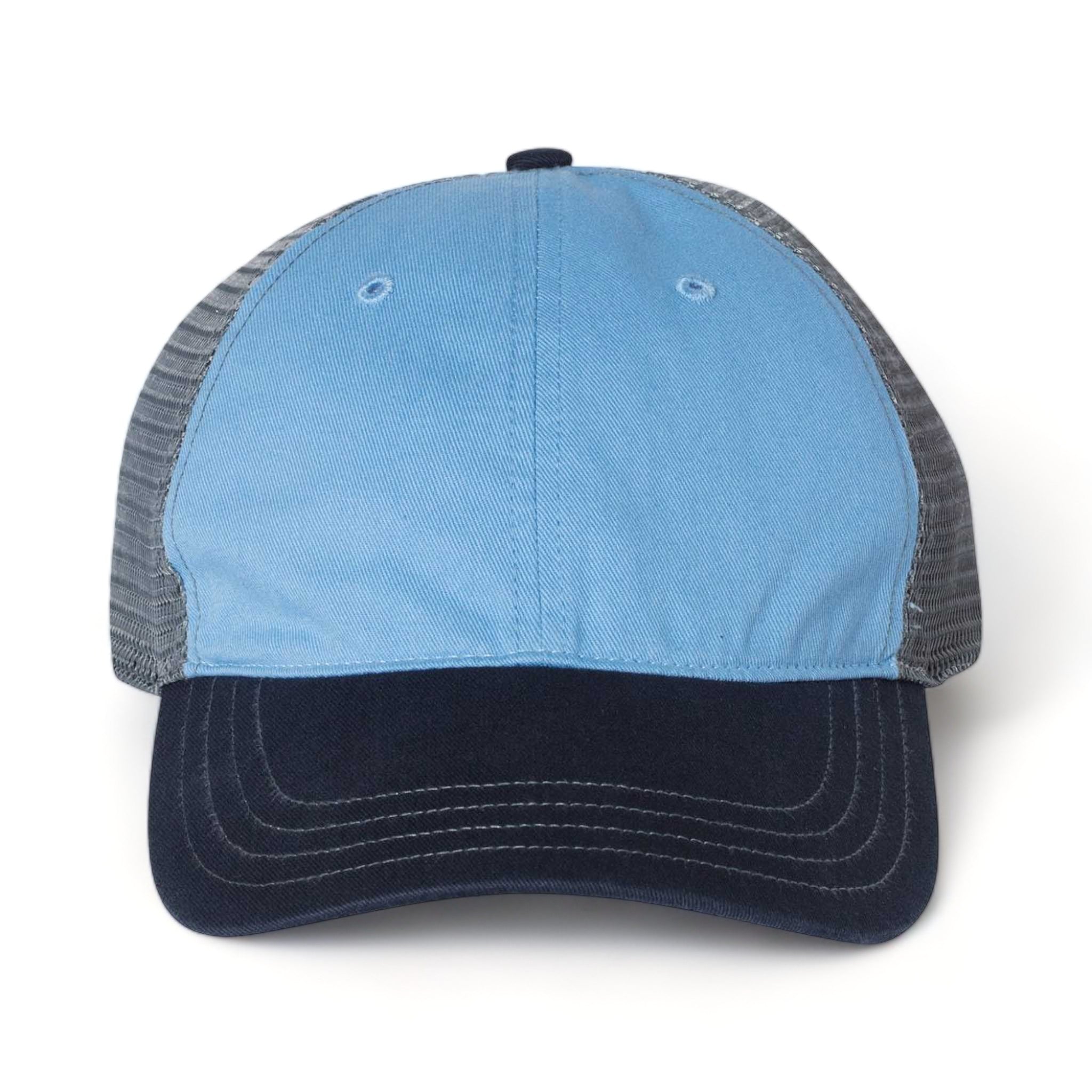 Front view of Richardson 111 custom hat in columbia blue, charcoal and  navy