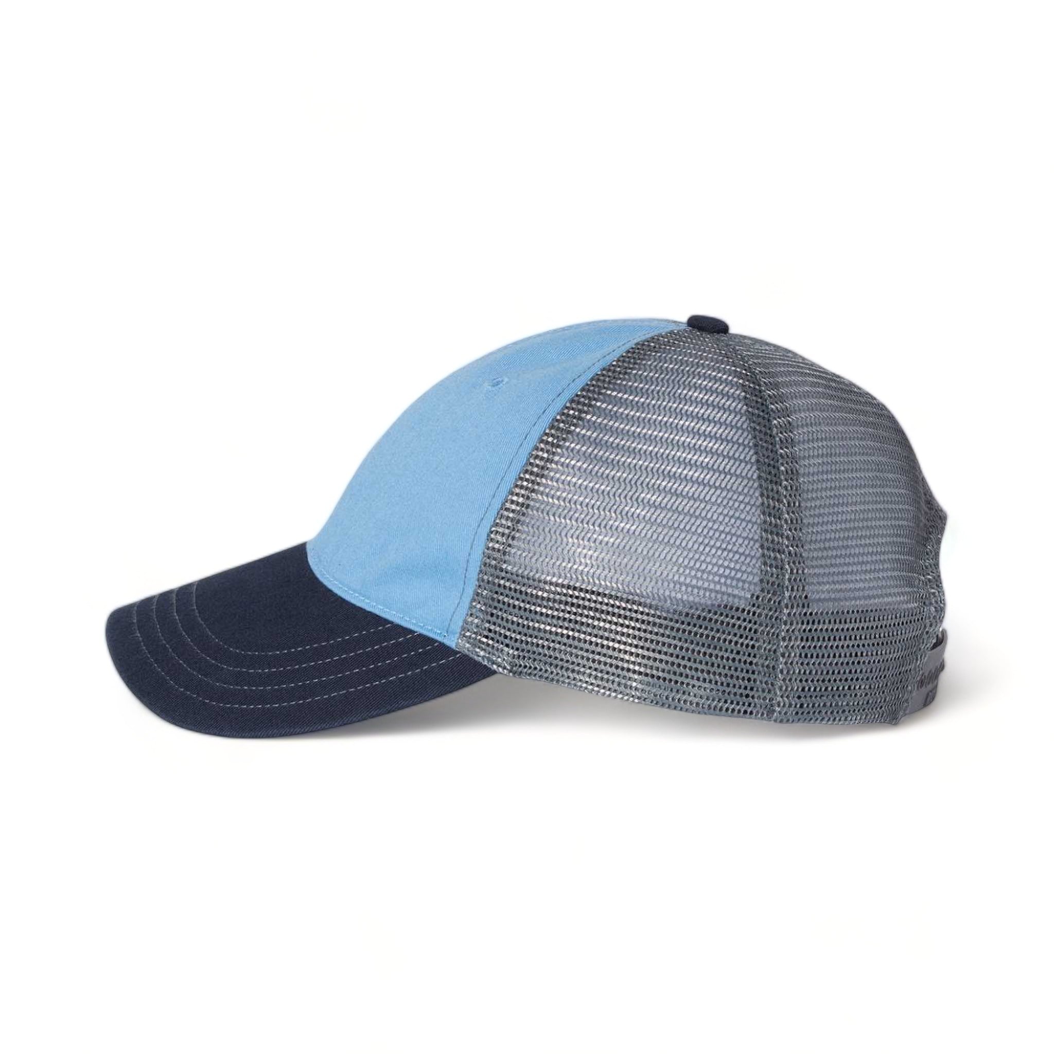 Side view of Richardson 111 custom hat in columbia blue, charcoal and  navy