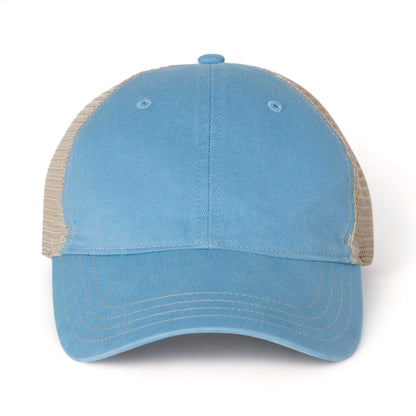 Front view of Richardson 111 custom hat in columbia blue and khaki