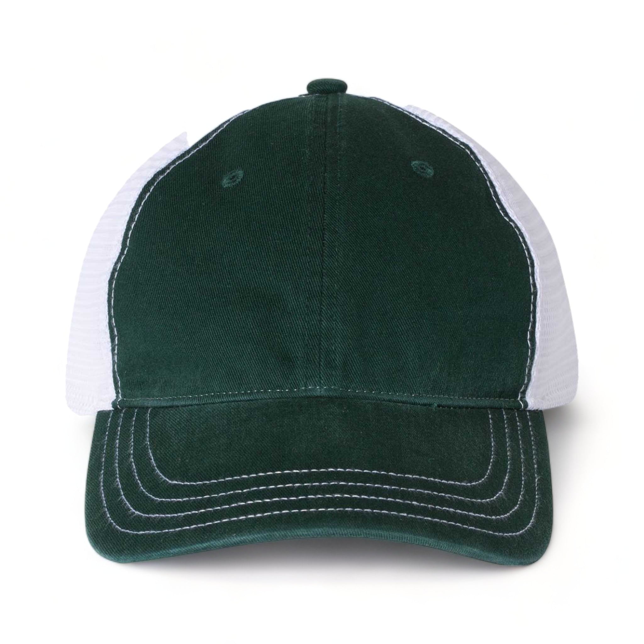Front view of Richardson 111 custom hat in dark green and white