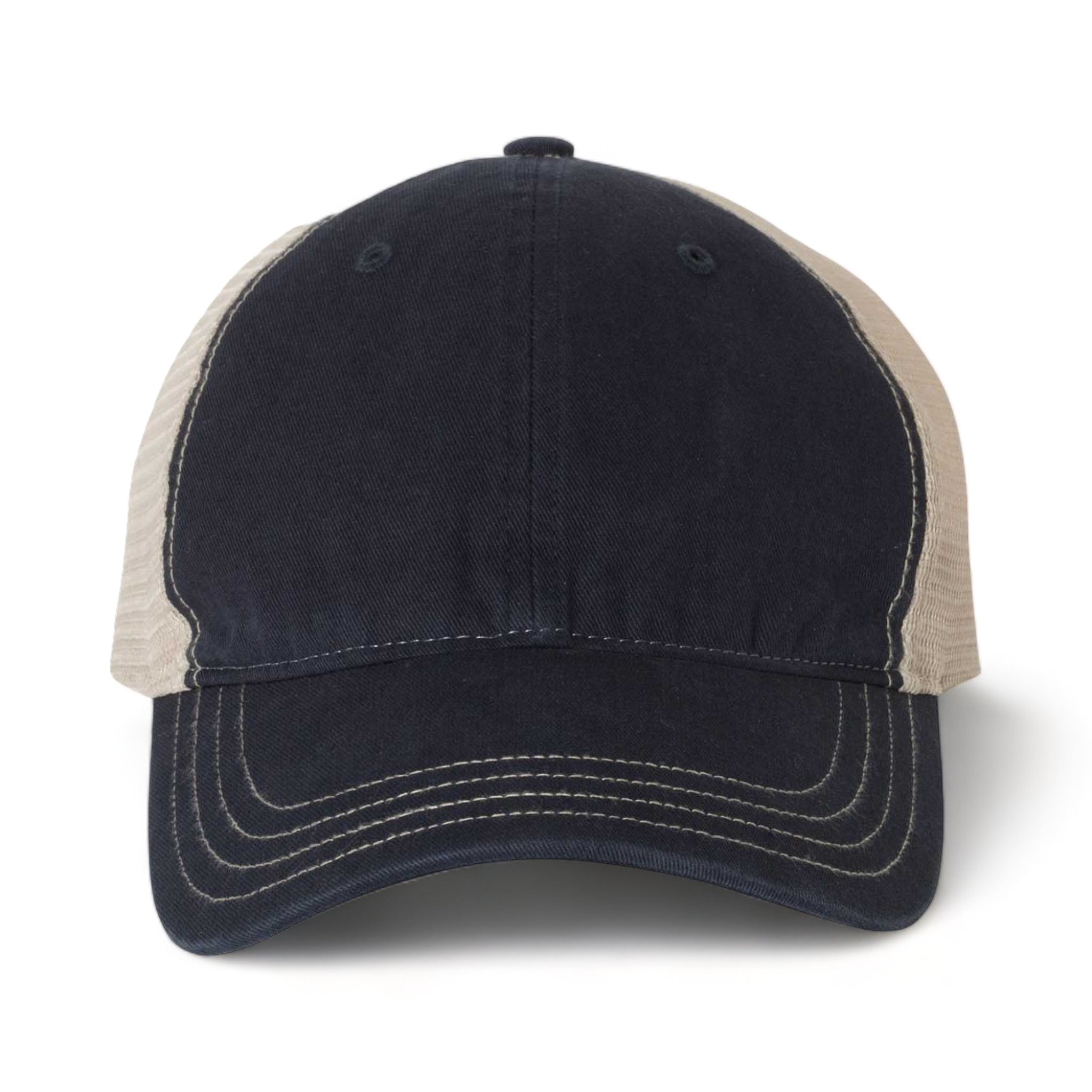 Front view of Richardson 111 custom hat in navy and khaki