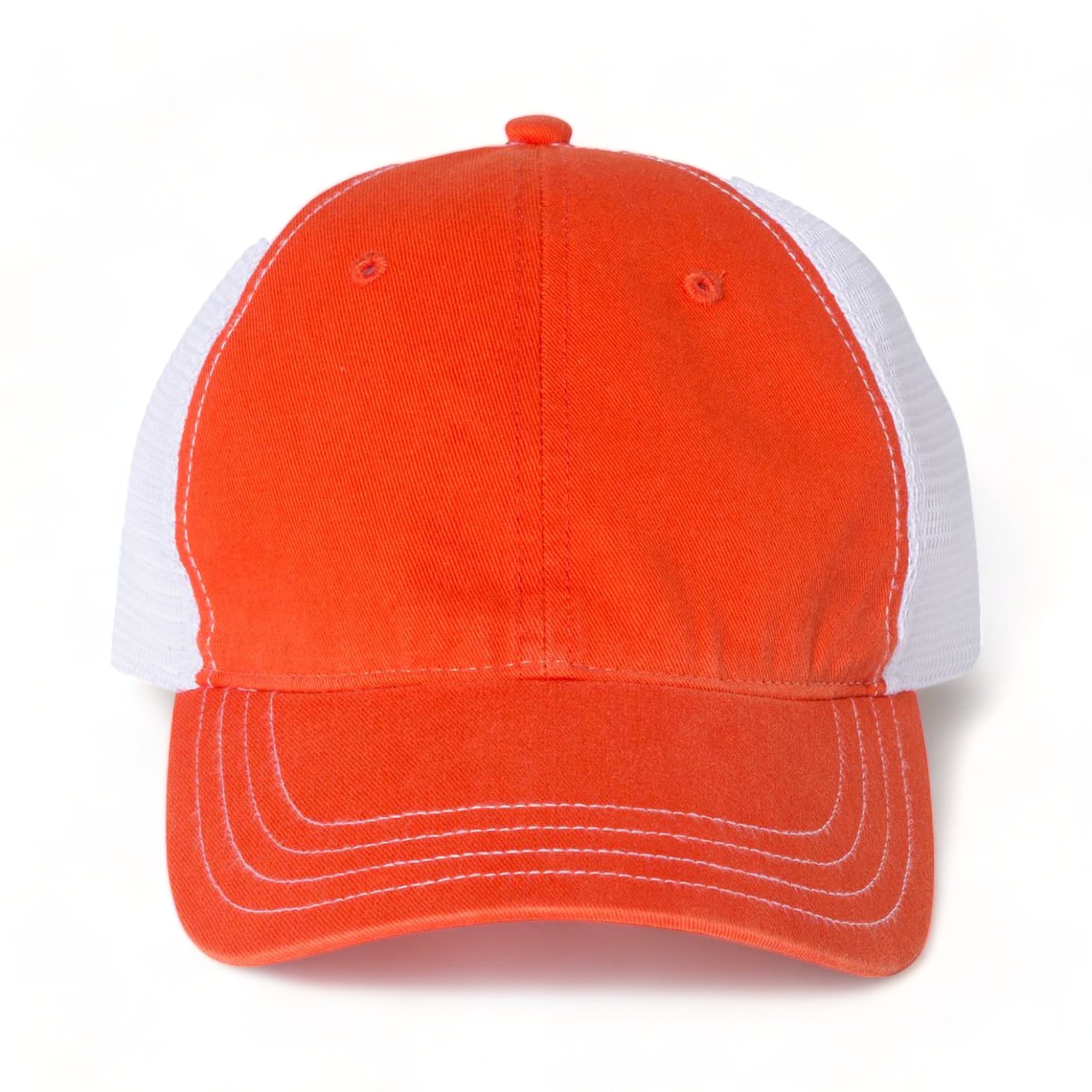Front view of Richardson 111 custom hat in orange and white
