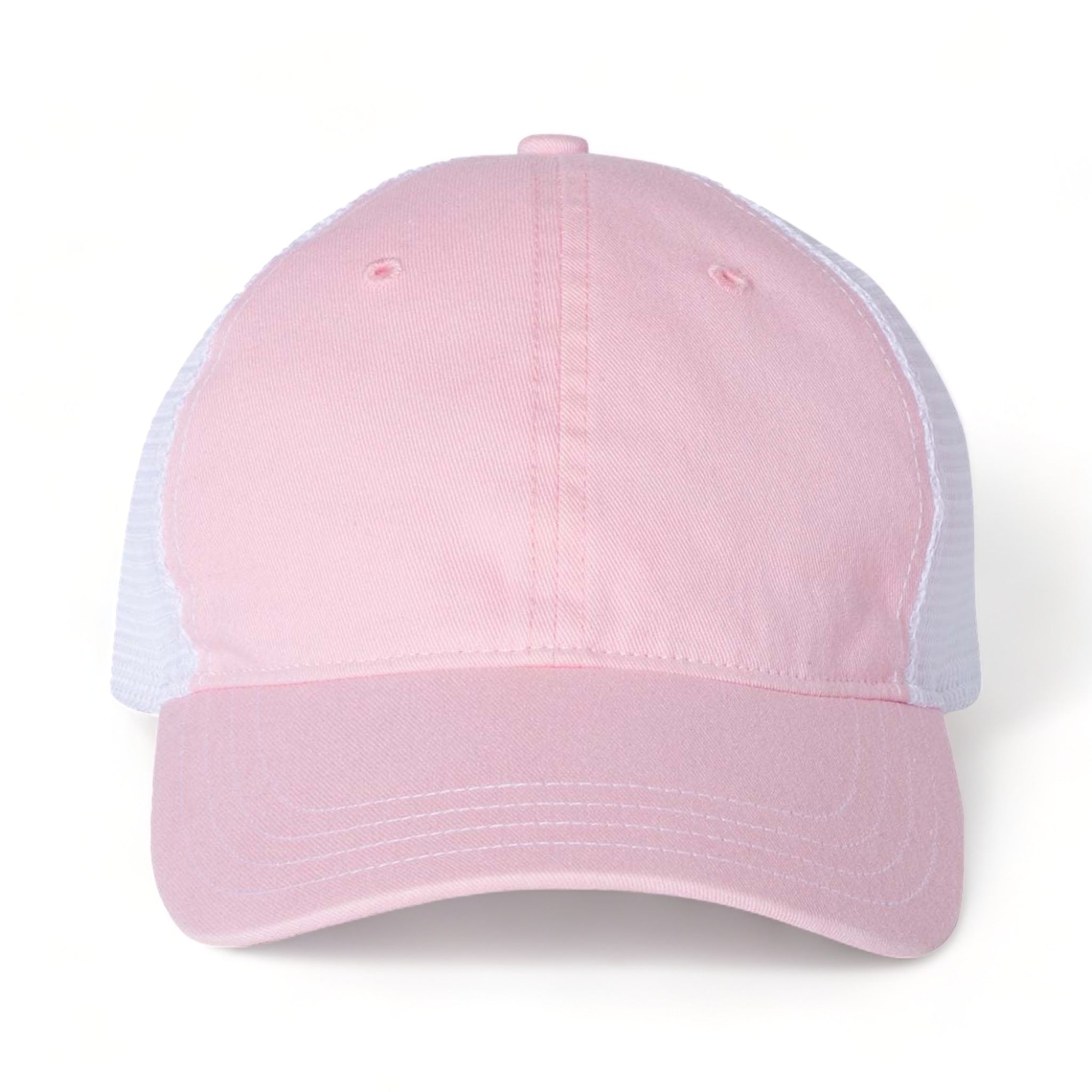Front view of Richardson 111 custom hat in pink and white