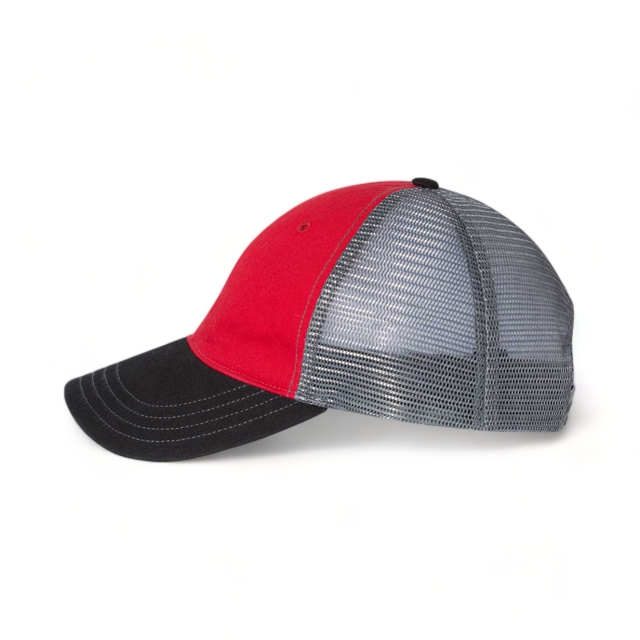 Side view of Richardson 111 custom hat in red, charcoal and black