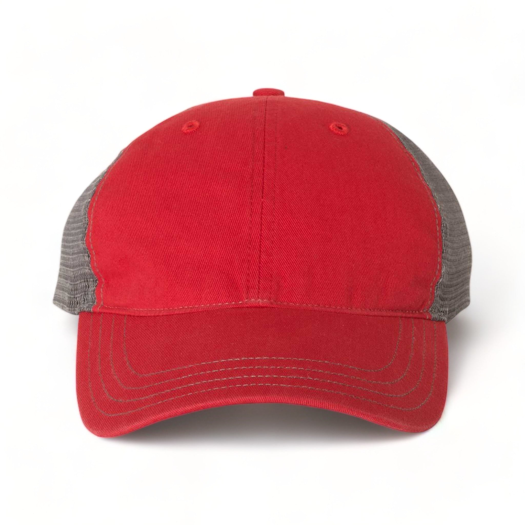Front view of Richardson 111 custom hat in red and charcoal
