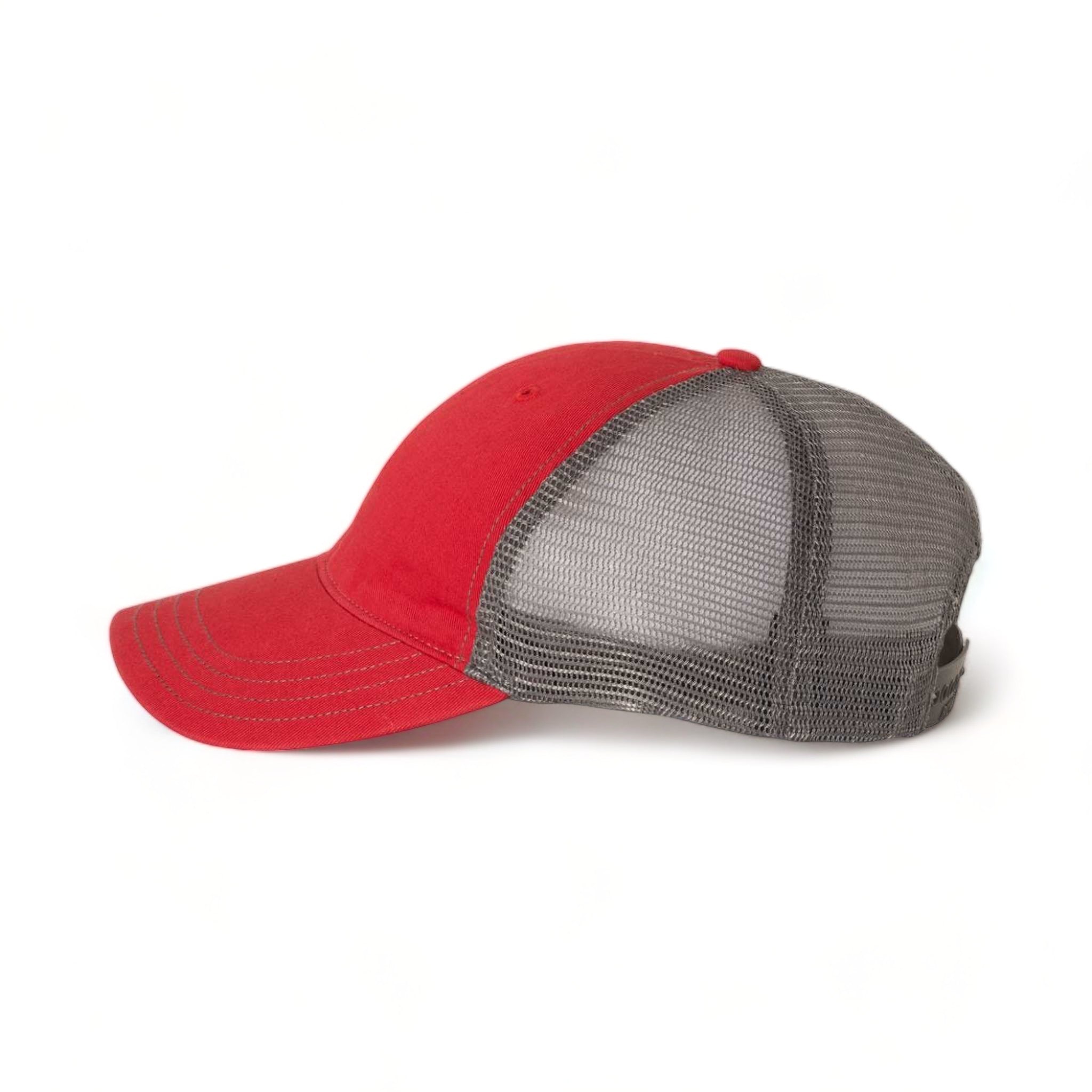 Side view of Richardson 111 custom hat in red and charcoal