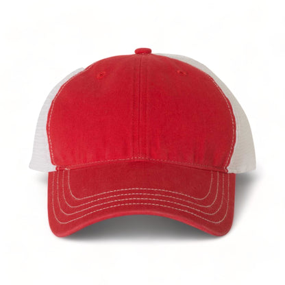 Front view of Richardson 111 custom hat in red and white