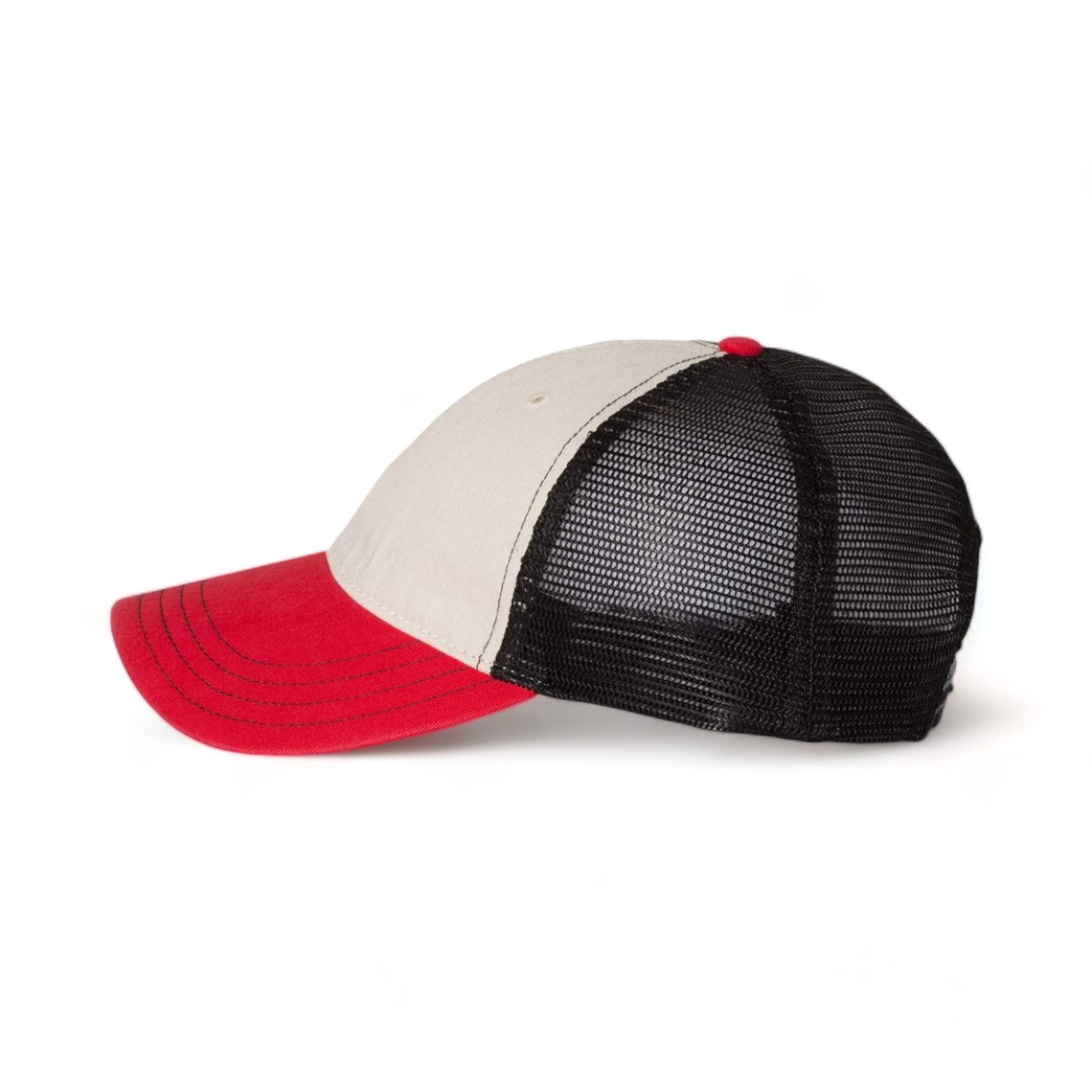 Side view of Richardson 111 custom hat in stone, black and red