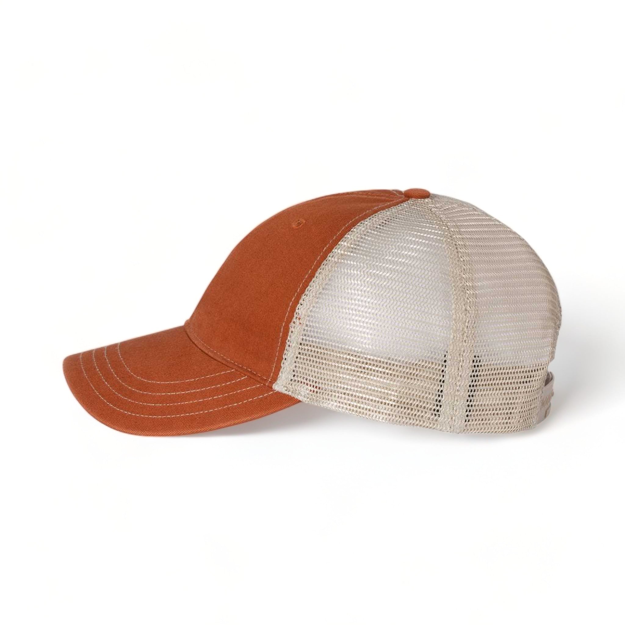 Side view of Richardson 111 custom hat in texas orange and khaki