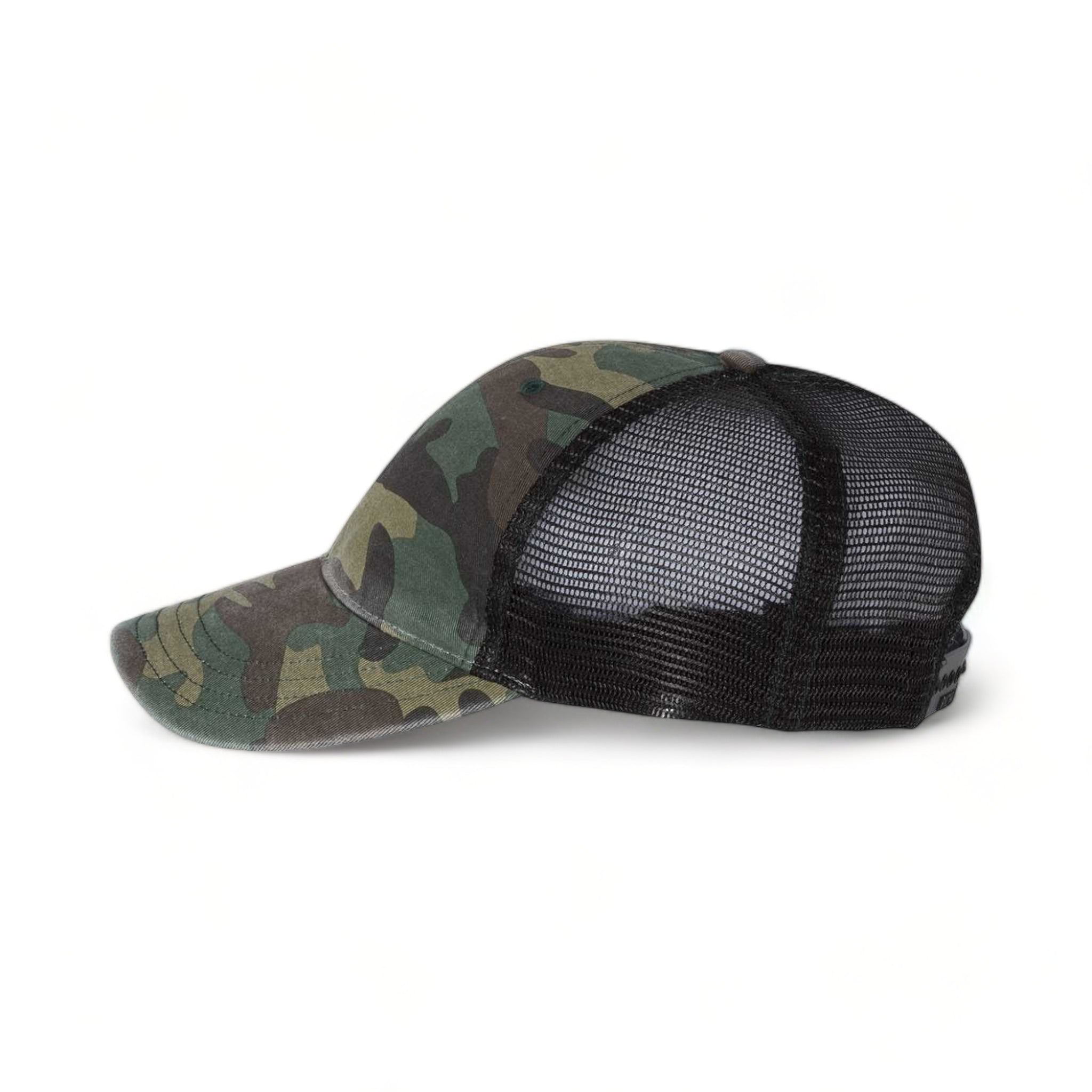 Side view of Richardson 111P custom hat in army camo and black