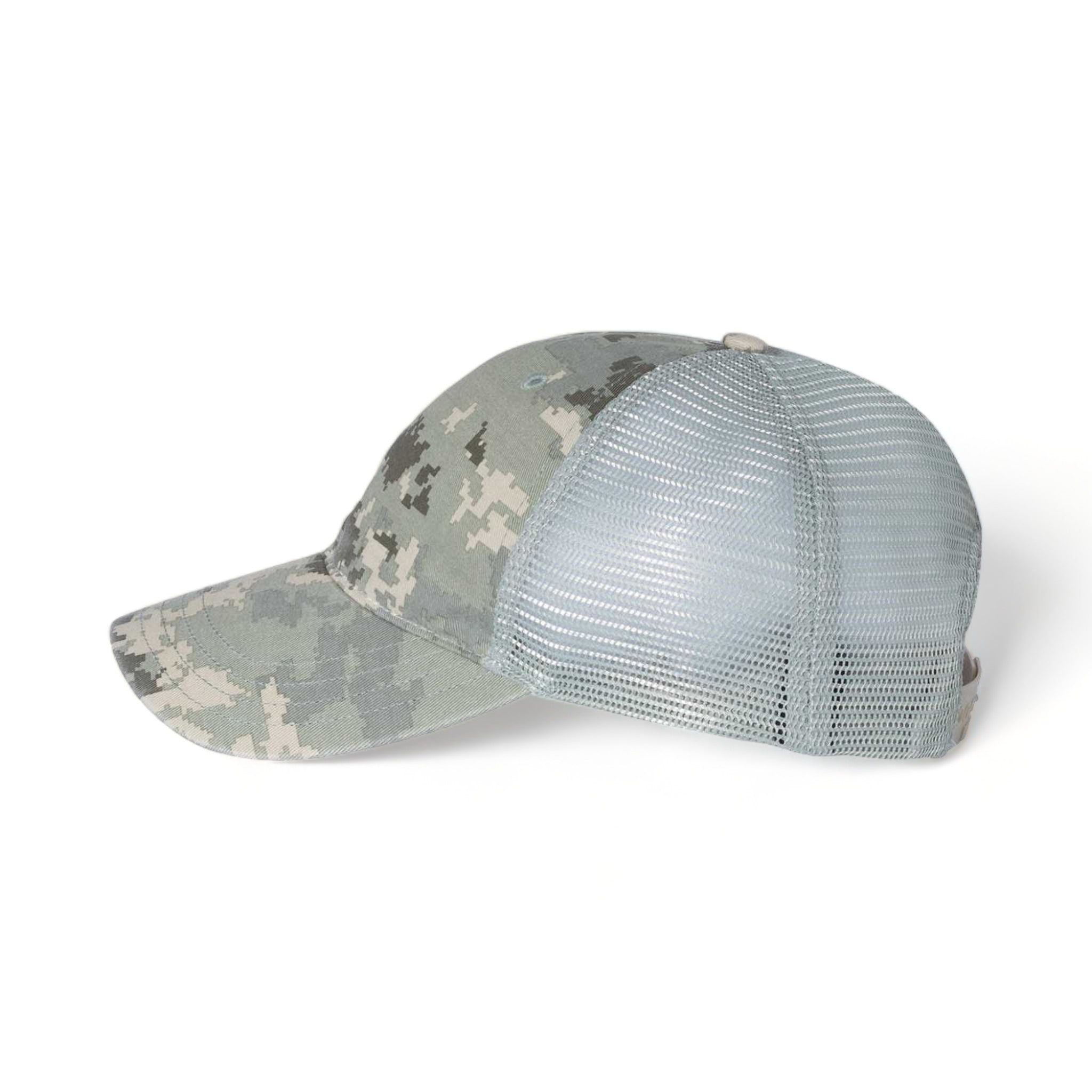 Side view of Richardson 111P custom hat in military digital camo and light green