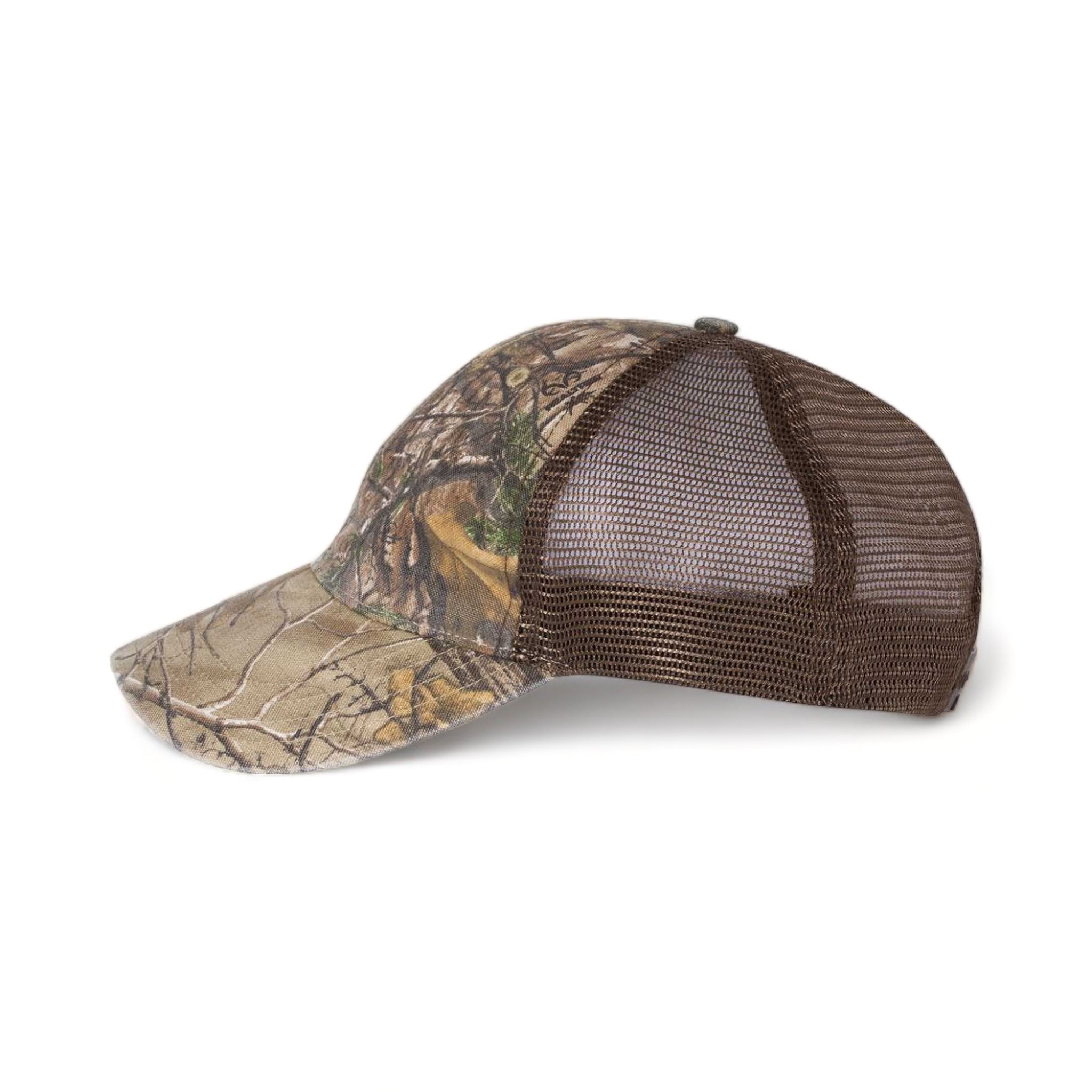 Side view of Richardson 111P custom hat in realtree edge and brown