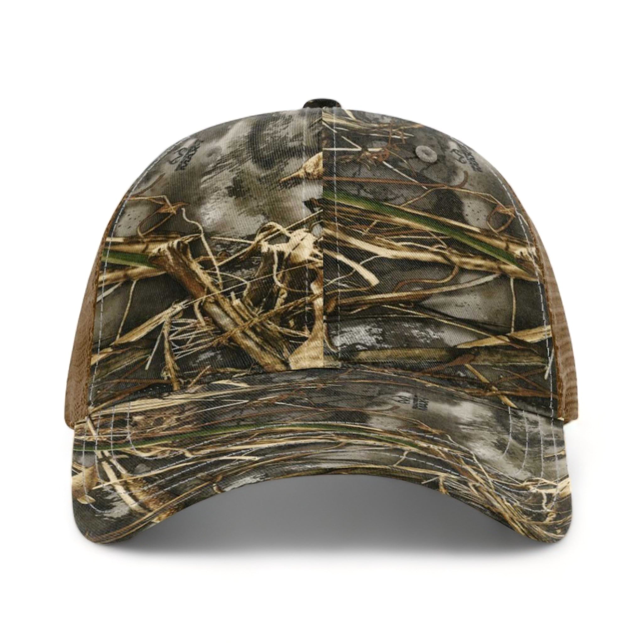 Front view of Richardson 111P custom hat in realtree max 7 and buck