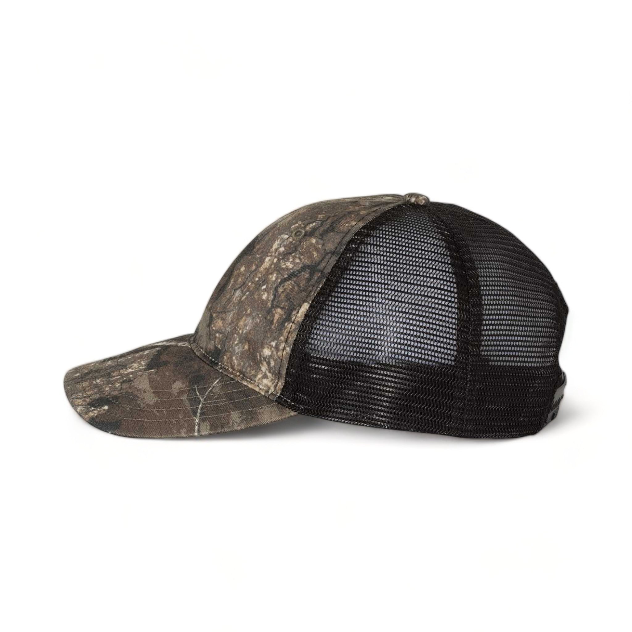 Side view of Richardson 111P custom hat in realtree timber and black