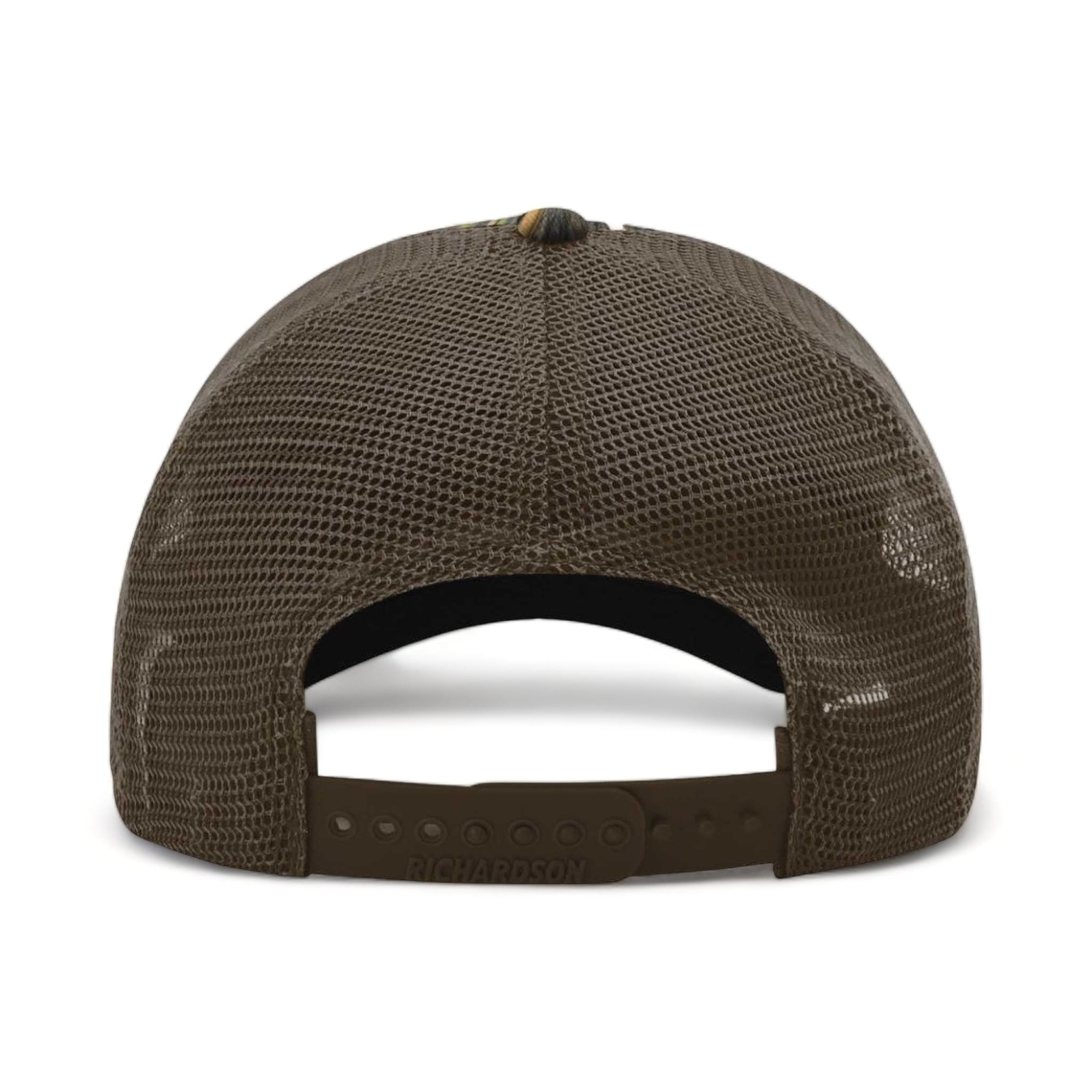 Back view of Richardson 111P custom hat in shadow grass habitat and brown