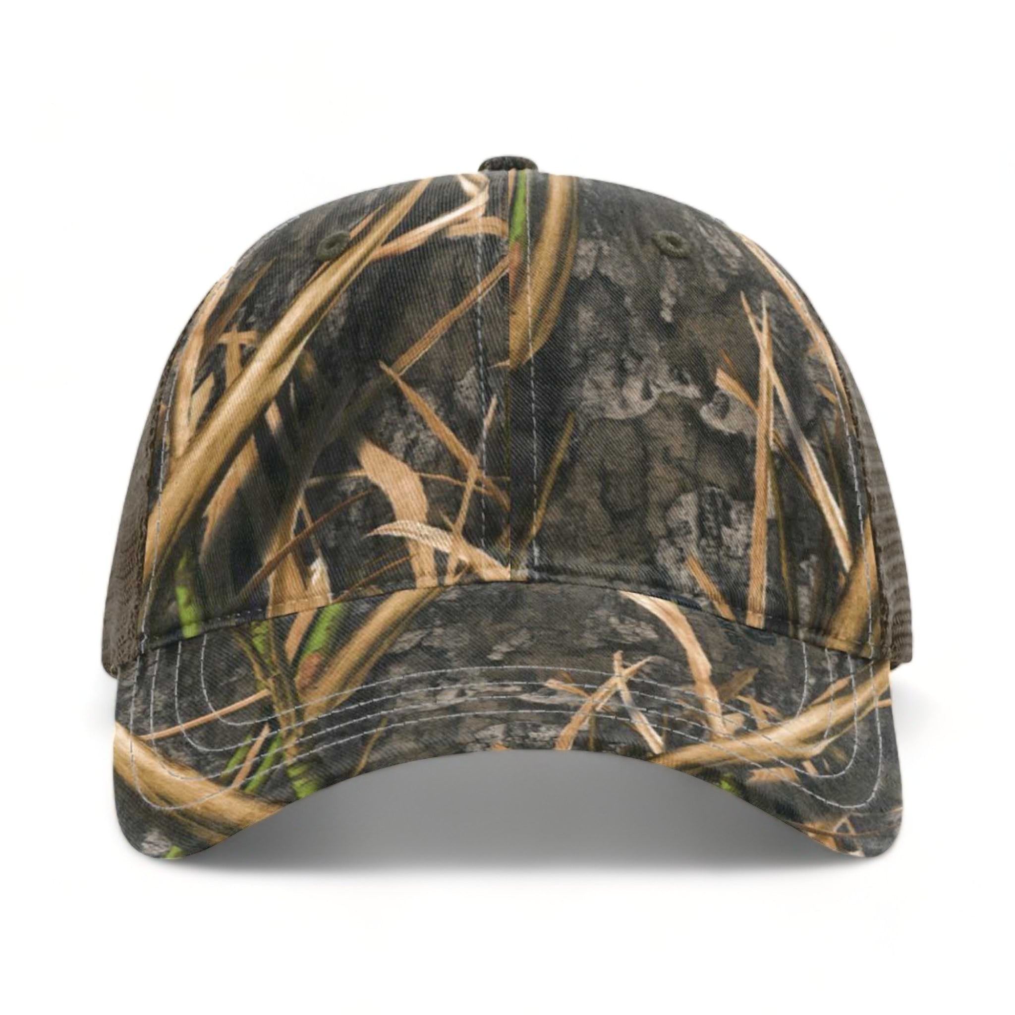 Front view of Richardson 111P custom hat in shadow grass habitat and brown