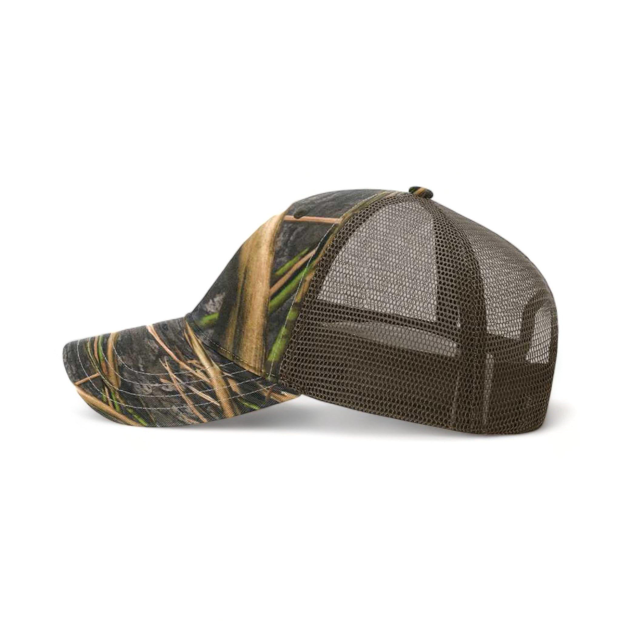 Side view of Richardson 111P custom hat in shadow grass habitat and brown