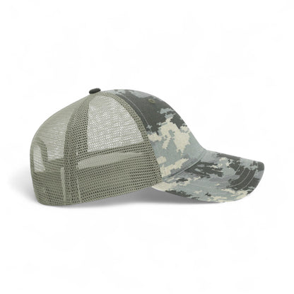 Right side view of Richardson 111P custom hat in military digital camo and light green