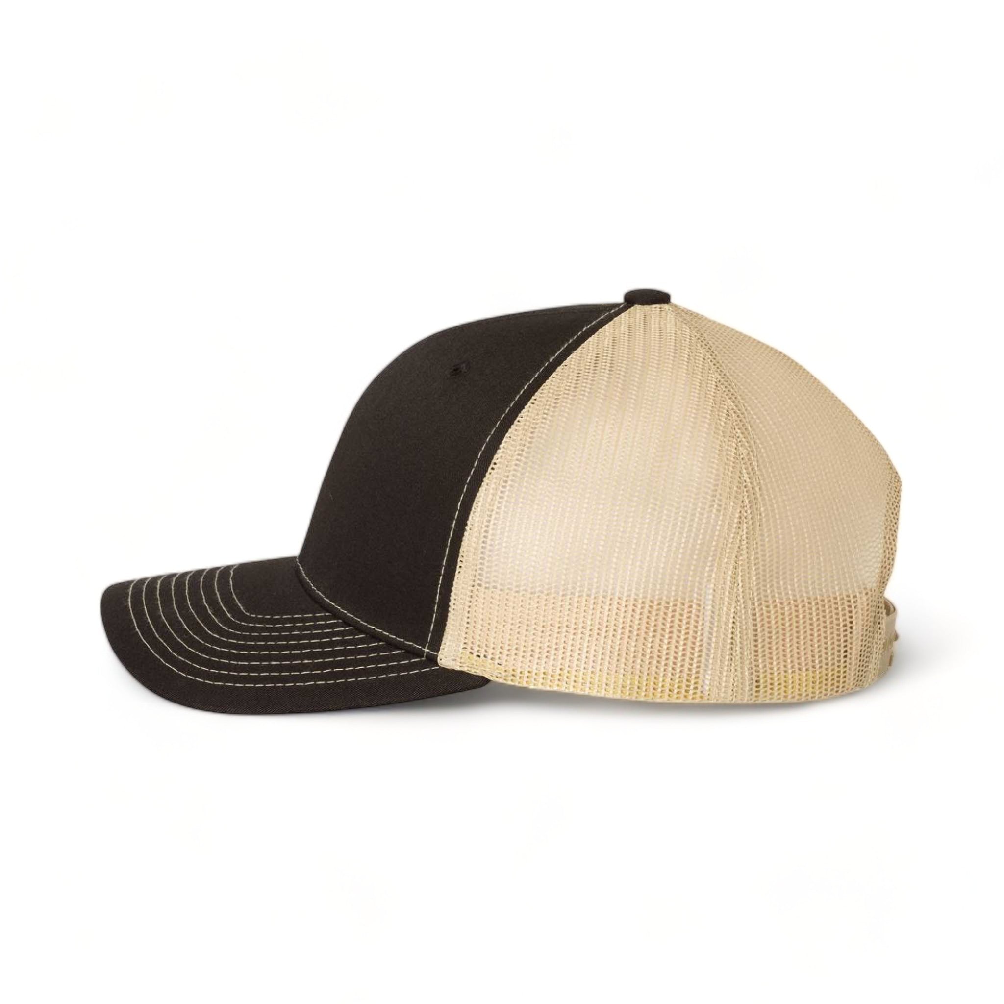 Side view of Richardson 112 custom hat in black and vegas gold