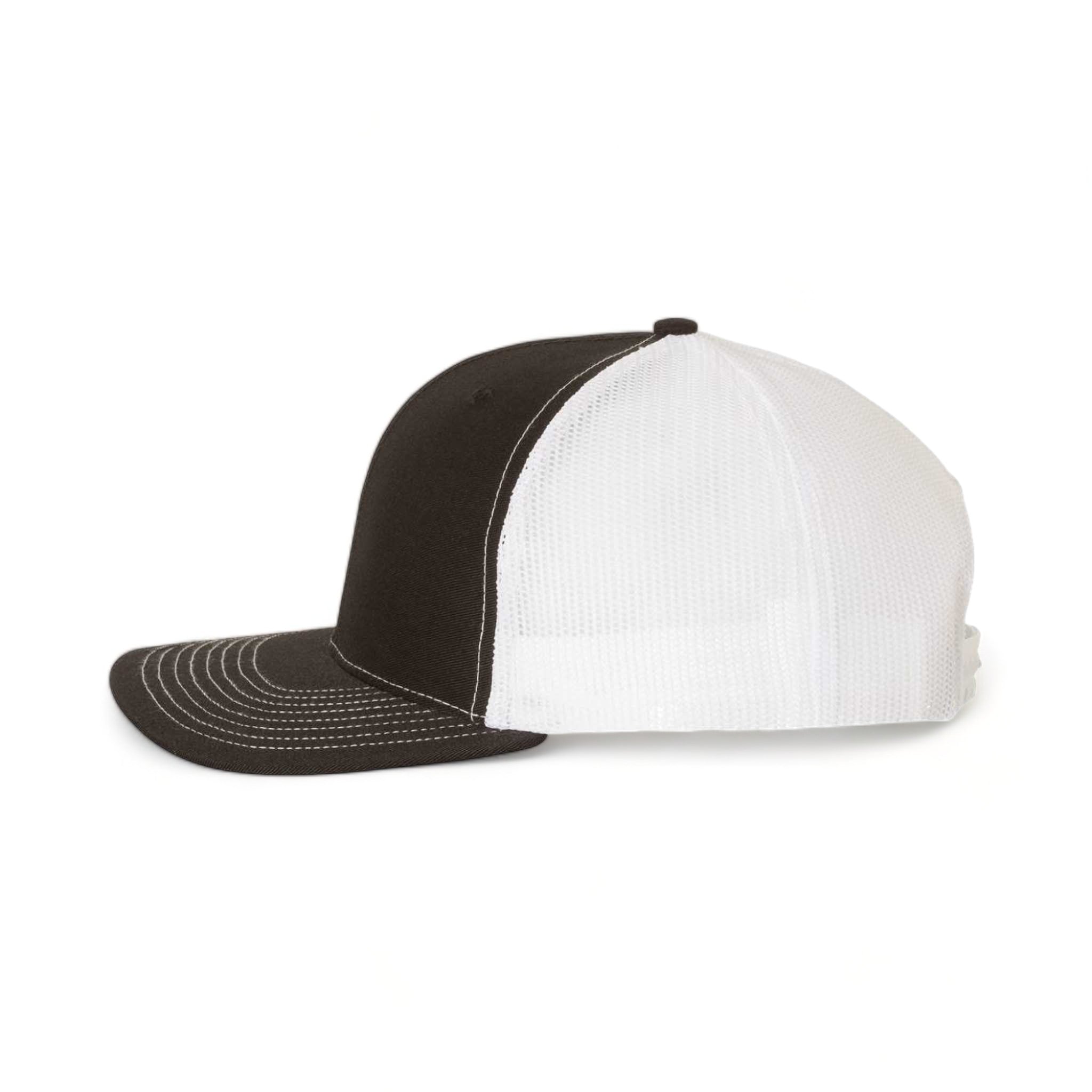 Side view of Richardson 112 custom hat in black and white